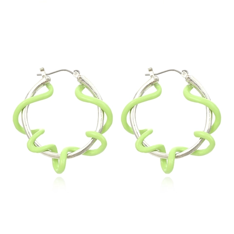 Twisted Alloy Hoop Earrings With Colorful Enamel Drip Oil Geometric Vintage Exaggerated Fashion Jewelry For Women