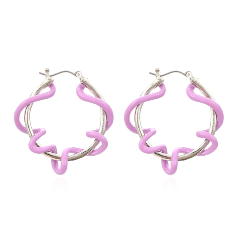 Twisted Alloy Hoop Earrings With Colorful Enamel Drip Oil Geometric Vintage Exaggerated Fashion Jewelry For Women