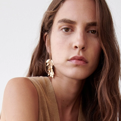 Gold Hammered Alloy Leaf Dangle Earrings For Women Vintage Multi Layered Botanical Drop Jewelry Bohemian Style