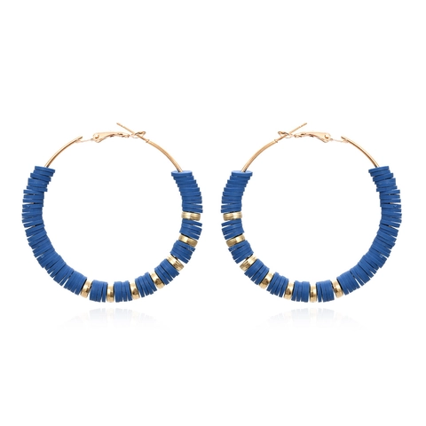 Boheemse Grote Hoop Oorbellen Met Kleurrijke Heishi Kralen Polymeerklei Legering Retro Geometrische Stijl Voor Vrouwen