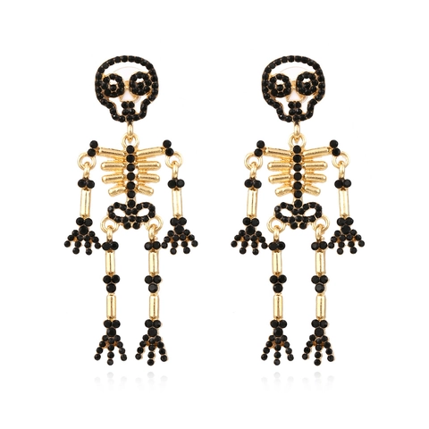Orecchini Scheletro Vintage Lega Strass Articolati Ossa Umane Gioielli Pendenti Per Donna Festa Di Halloween