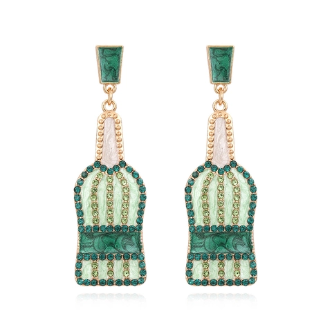 Pendientes Colgantes De Botella De Vino Vintage Aleación Gota De Aceite Diamantes De Imitación Creativos Coloridos Para Mujeres