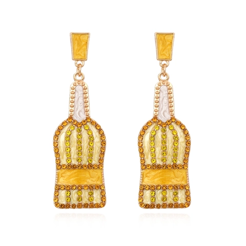 Pendientes Colgantes De Botella De Vino Vintage Aleación Gota De Aceite Diamantes De Imitación Creativos Coloridos Para Mujeres