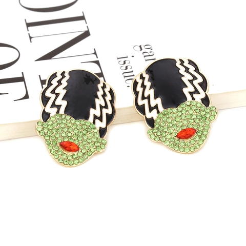 Orecchini Gotici Ritratto Di Personaggio Smalto Lega Rhinestone Oversize Per Donne Gioielli Per Feste Di Halloween