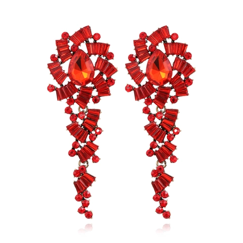 Luxe Lange Strass Kwastje Hanger Oorbellen Voor Vrouwen Legering Retro Glimmend Sieraden Bruiloft Avond