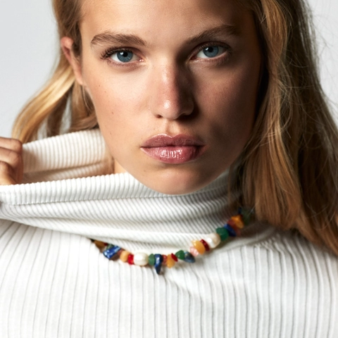Bohemian Multi Color Crushed Stone Artificial Pearl Necklace For Women Retro Exaggerated Vacation Style Handmade Beaded Jewelry