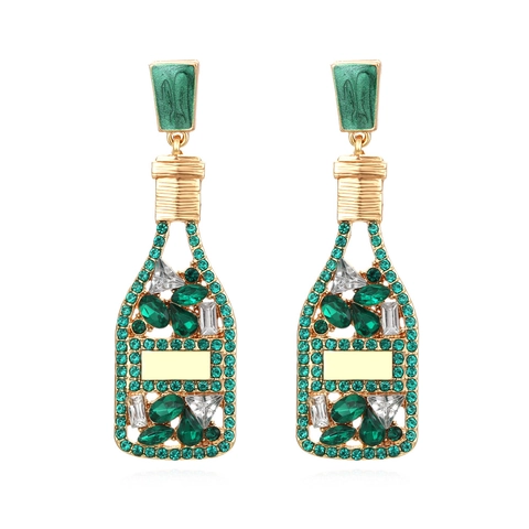Orecchini Pendenti Bottiglia Vino Strass Colorati Smalto Lega Perla Artificial Imitazione Gioielli Stile Retrò Festa Donne