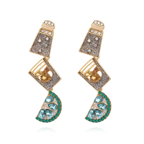 Kreative Cocktailgetränk Frucht Ohrhänger Legierung Emaille Strass Neuheit Lange Sommer Party Schmuck Für Frauen