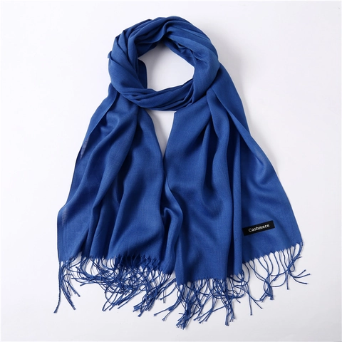 Women Thin Solid Color Imitation Cashmere Scarf Long Shawl With Tassels Soft Lightweight Pashmina For All Seasons Daily Wrap