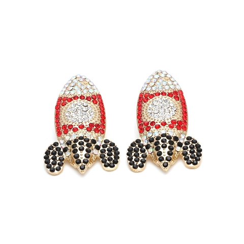Rocket Shape Drop Earrings Alloy With Colorful Rhinestone Crystal Cartoon Fashion Geometric Jewelry For Women