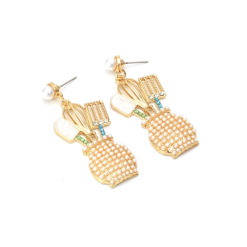 Orecchini Pendenti Utensili Cucina Lega Imitazione Perla Artificial Strass Smalto Frusta Spatola Gioielli Creativi Donna