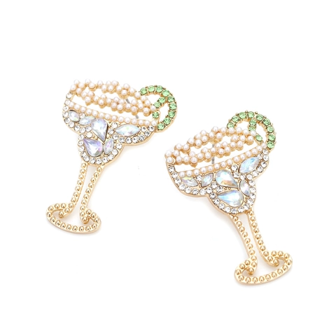 Orecchini Pendenti A Calice Da Cocktail Con Lega Finta Perla Artificial Rhinestone Cristallo Multicolore Gioielli Da Festa Donna