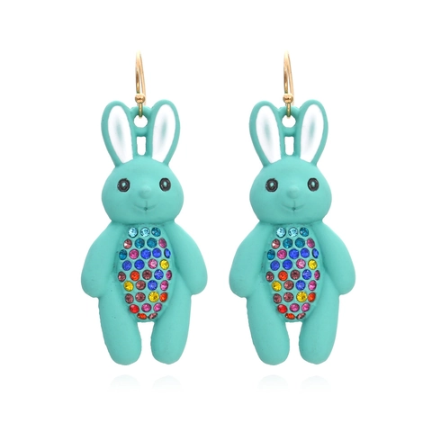 Orecchini Pendenti Coniglio Carino Con Lega Di Zinco E Strass Colorati Stile Coreano Gioielli Animali Per Donna