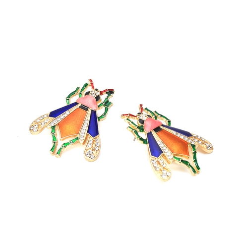 Bunte Emaille Käfer Insekt Ohrstecker Für Damen Vintage Legierung Strass Übergroße Tierform Schmuck