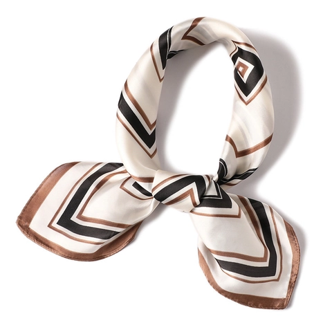 Sciarpa Quadrata in Raso da Donna con Motivo Geometrico Vintage Elegante Halstuch Semplice in Seta per Accessorio Quotidiano