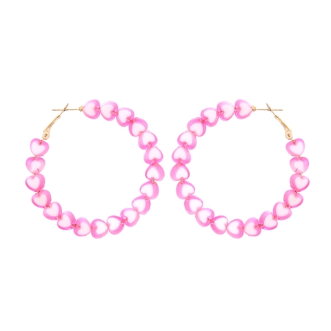 Orecchini A Cerchio Con Perline Di Resina A Forma Di Cuore Con Cornice In Lega Dorata Gioielli Di Moda Per Donna