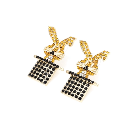 Magic Hat Rabbit Stud Earrings Alloy Rhinestone Personalized Cartoon Animal Fashion Jewelry Accessory For Women