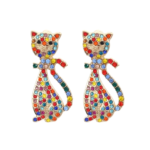 Orecchini A Lobo Gatto Lega Placcato Oro Colorato Rosa Strass Perla Artificial Sintetica Gioielli Di Moda Animale Per Donne