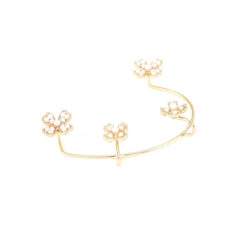 Pendiente De Cartílago Flor Aleación Zinc Imitación Perla Artificial Sin Agujero Joyería Moda Vintage Francés Mujer