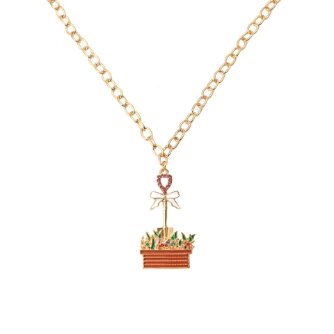 Collana Con Ciondolo Vaso Di Fiori Lega Smalto Strass Cuore Fiocco Gioielli Floreali Dolci Per Donne Moda Vacanze