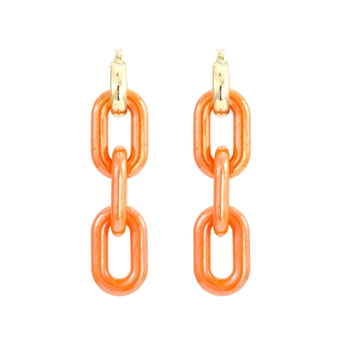 Pendientes Largos Cadena Entrelazada Cobre Resina Color Caramelo Gota Geométrica Joyería De Moda Para Mujeres Estilo Y2K