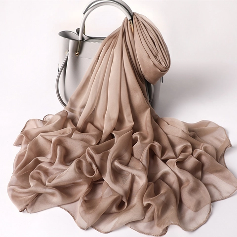 Women Large Satin Polyester Scarf Solid Color Sun Protection Shawl Vacation Beach Thin Soft Lightweight Fashion Wrap Accessory