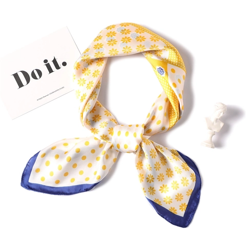 Vierkante Sjaal Satijn Polyester Polka Dot Bloemenprint Decoratieve Halsterr Vintage Elegant Voor Dames Mode