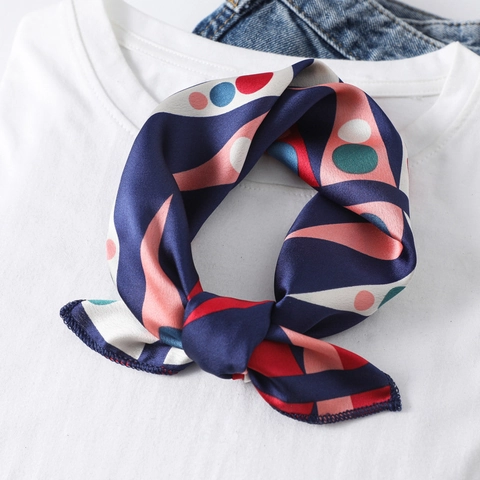 Elegant Women Satin Square Scarf Satin Like Printed Neck Scarf Headband Hair Tie Bandana For Office Daily Casual Accessory