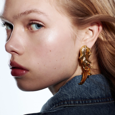 Orecchini A Goccia A Foglia Per Donna In Lega D'oro Con Forma Di Foglia Strutturata Con Strass Gioielli In Stile Retro