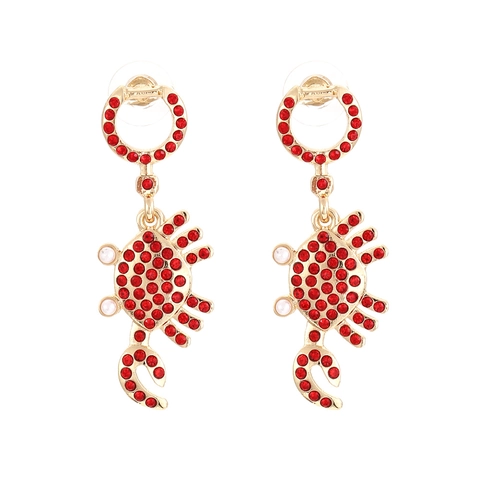 Legierung Strass Krabbe Ohrhänger Mit Künstlicher Künstliche Perle Mode Strand Urlaub Tier Stil Für Damen