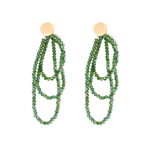 Boucles D'Oreilles Longues À Pompons Multicouches Perles En Verre Cristal Style Bohème Bijoux Faits Main Pour Femmes
