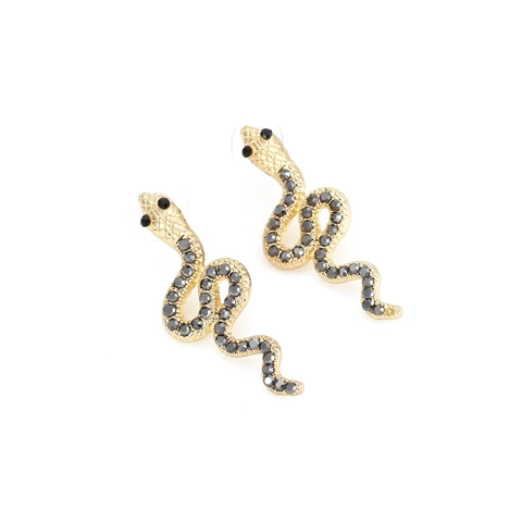 Boucles D'oreilles Puces Serpent Vintage Alliage Strass Forme S Animal Courbe Bijoux Scintillants Pour Femmes Style Gothique