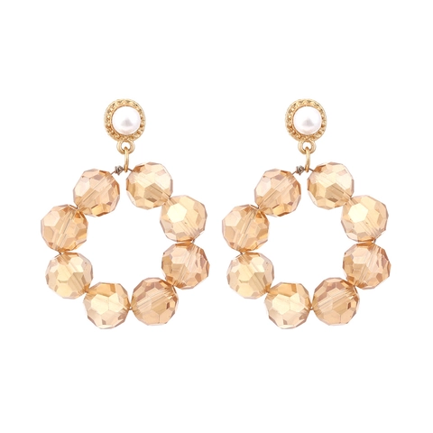 Orecchini A Cerchio Con Perline Di Cristallo Di Vetro Sfaccettato Fatti A Mano Vintage Geometrico Elegante Donna