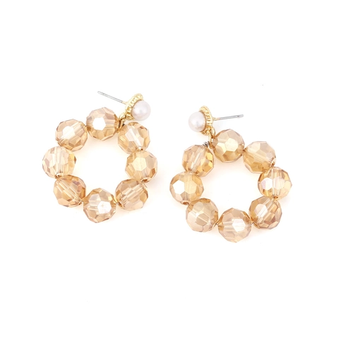 Orecchini A Cerchio Con Perline Di Cristallo Di Vetro Sfaccettato Fatti A Mano Vintage Geometrico Elegante Donna