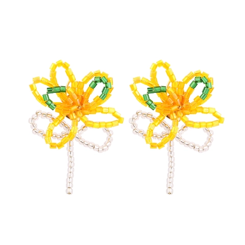 Handmade Flower Seed Bead Earrings Bohemian Colorful Glass Beads Dangle Drop Jewelry For Women Girls Ethnic Style