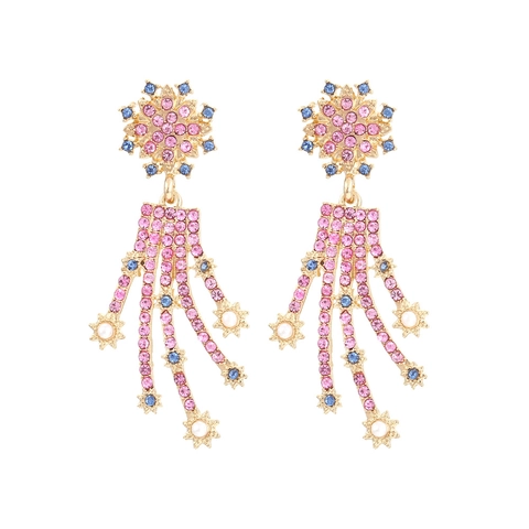 Orecchini Pendenti Nappa Stella Fiore Lega Strass Imitazione Perla Artificial Gioielli Eleganti Da Donna