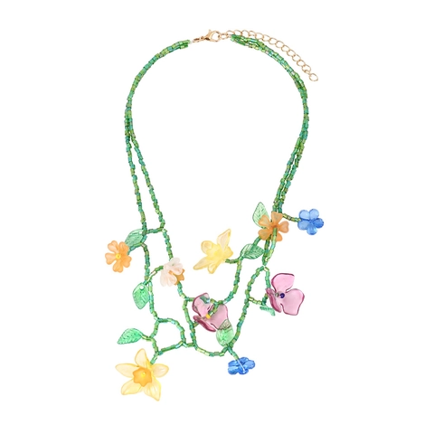 Collana Di Fiori Di Perline Fatta A Mano Per Donne Colorata Resina Floreale Stile Vite Dolce Gioielli Vacanza