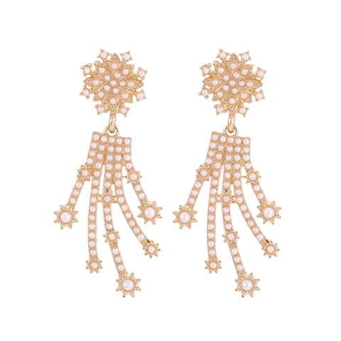 Orecchini Pendenti Nappa Stella Fiore Lega Strass Imitazione Perla Artificial Gioielli Eleganti Da Donna