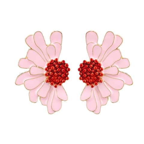 Boucles D'oreilles Marguerites En Émail Et Alliage Design Floral Style Pastoral Femmes Bijoux Élégants À La Mode