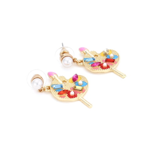 Boucles D'oreilles Palette Et Pinceau Artistiques Avec Alliage Strass Colorés Et Imitation Künstliche Perle Style Vintage Femmes