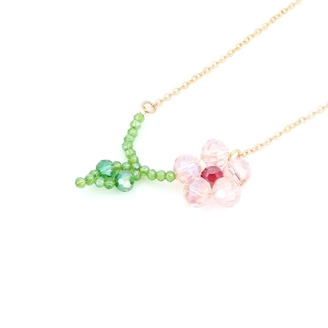 Collana Con Ciondolo Fiore Dolce Con Perline Di Cristallo Di Vetro Catena Da Clavicola Floreale Tessuta A Mano Per Donna