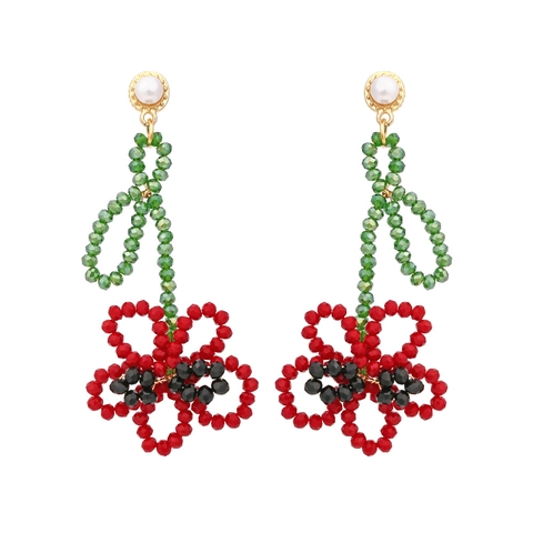 Blumen Ohrhänger Handgefertigt Perlen Glas Kristall Floral Lange Drop Böhmischen Statement Schmuck Damen