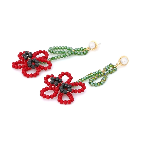 Blumen Ohrhänger Handgefertigt Perlen Glas Kristall Floral Lange Drop Böhmischen Statement Schmuck Damen