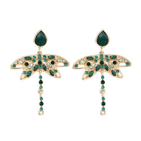 Orecchini Pendenti Libellula Strass Lega Cristallo Colorato Cavo Insetto Gioielli Accessori Per Donne Moda