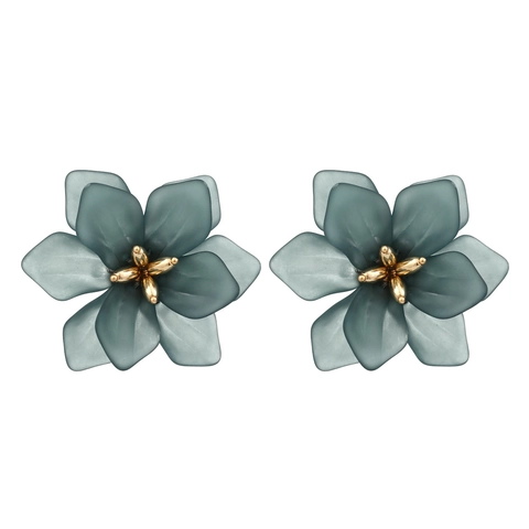 Pendientes De Botón De Flor 3D Grandes Resina Mate Bohemio Retro Joyería De Moda Para Mujeres