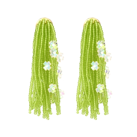 Boucles D'oreilles Pendantes À Franges En Perles Fait Main Bijoux En Alliage Floral Pour Femmes Style Boho