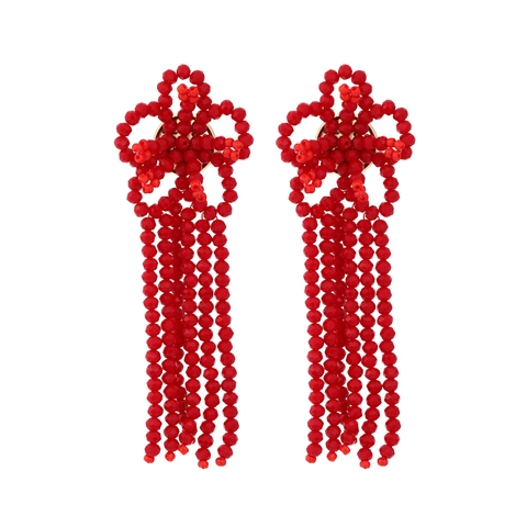 Boucles D'oreilles Bohèmes À Franges En Fleurs Perles De Cristal De Verre Tissées À La Main Pour Femmes
