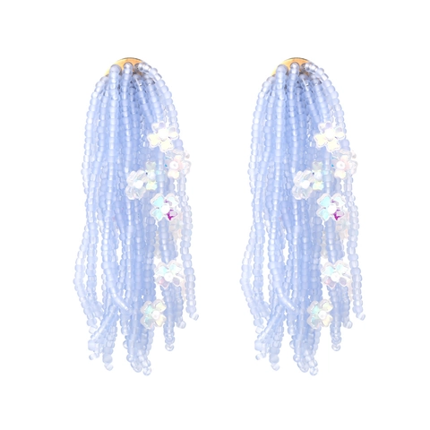 Boucles D'oreilles Pendantes À Franges En Perles Fait Main Bijoux En Alliage Floral Pour Femmes Style Boho