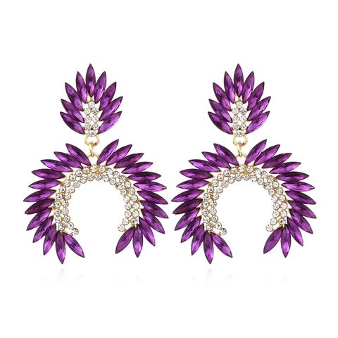 Orecchini Pendenti Geometrici Retrò Con Strass Bohemien Esagerato Forma Di Ventaglio Lega Gioielli Per Le Donne
