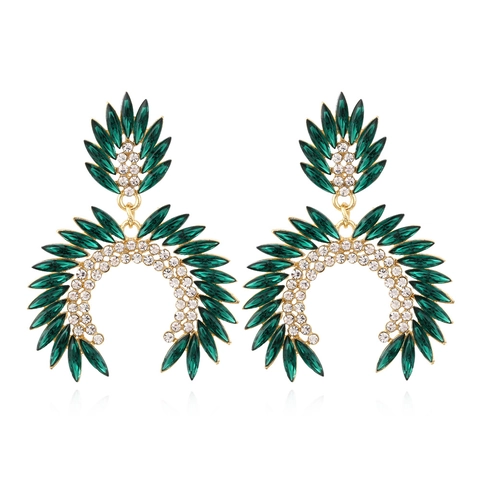 Orecchini Pendenti Geometrici Retrò Con Strass Bohemien Esagerato Forma Di Ventaglio Lega Gioielli Per Le Donne